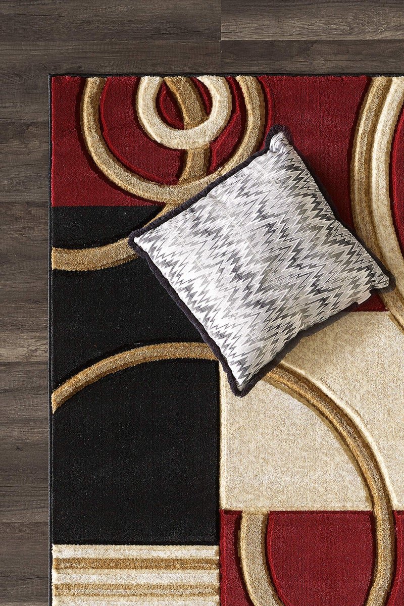 GLORY RUGS Area Rug Modern Soft Hand Carved Contemporary Floor Carpet with Premium Fluffy Texture for Indoor Living Dining Room and Bedroom Area (4x6, Dark Red) - Image 3